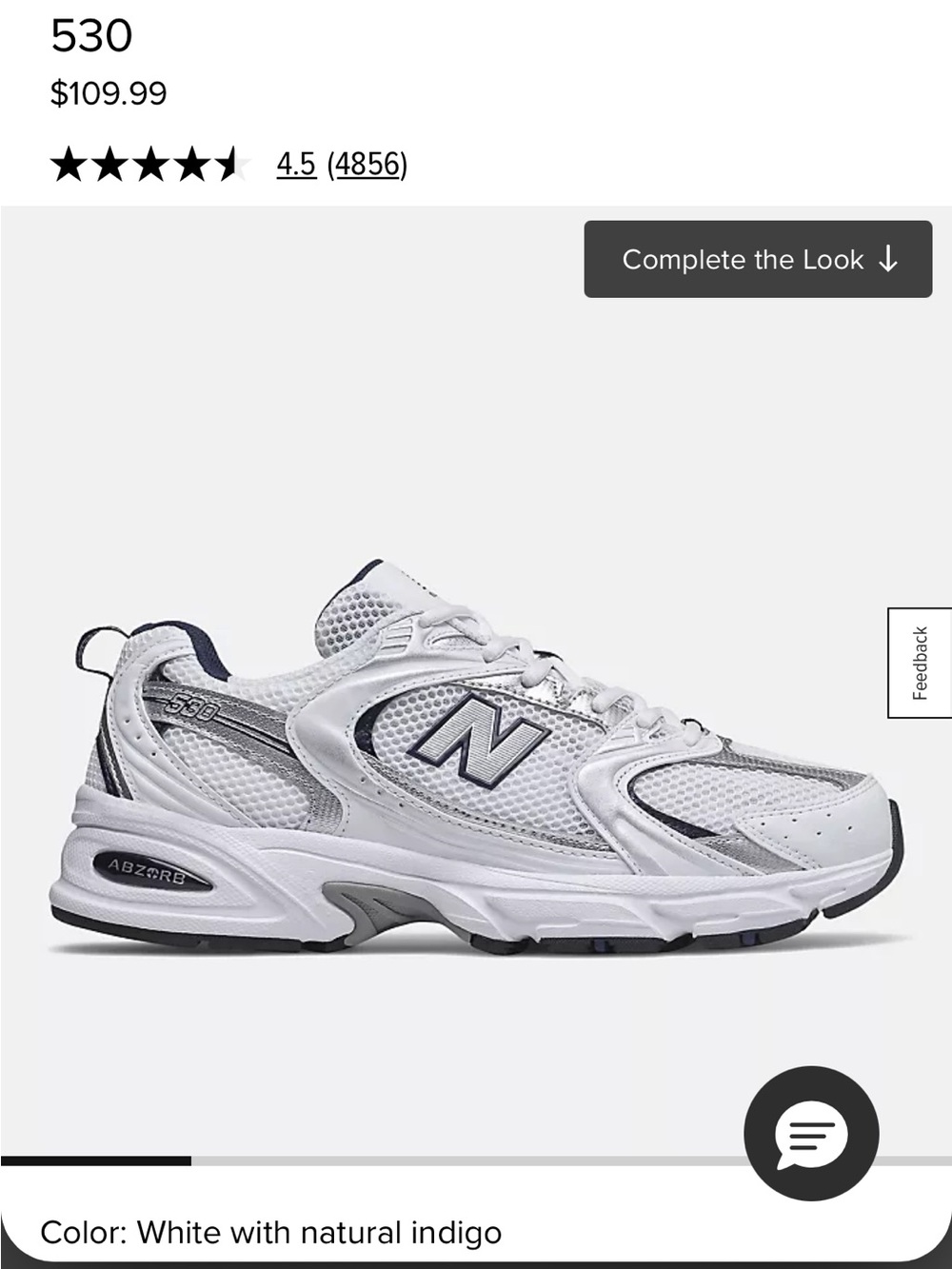New Balance Unisex White and Navy 530 Athletic Sneakers